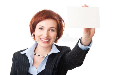 Businesswomen Holding A Business Card Stock Image Image Of Front