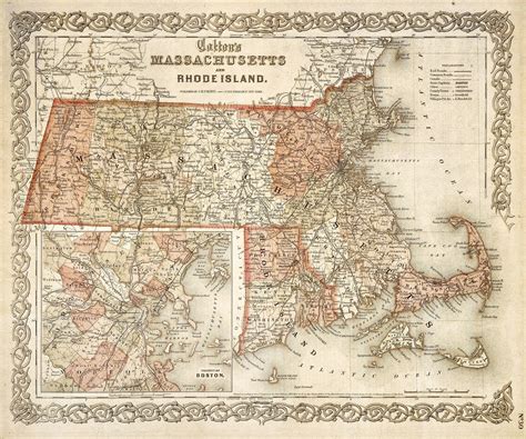 Massachusetts Map Map of Massachusetts 1865 Vintage Map Restoration ...