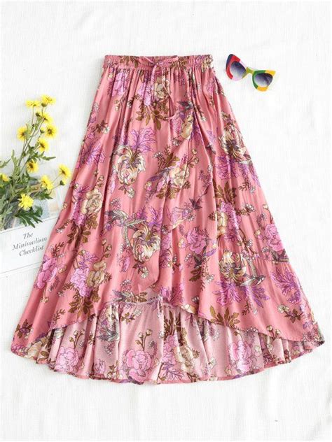 Floral Full Midi Skirt Pink L Spring Fashion Outfits Fashion