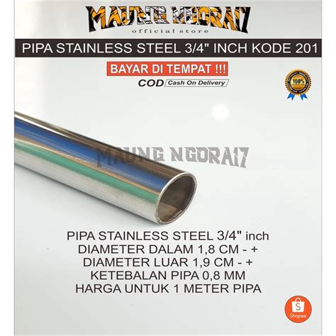 Jual Pipa Stainless Steel Pipa 3 4 X 1Mtr Bulat Stainless Steel