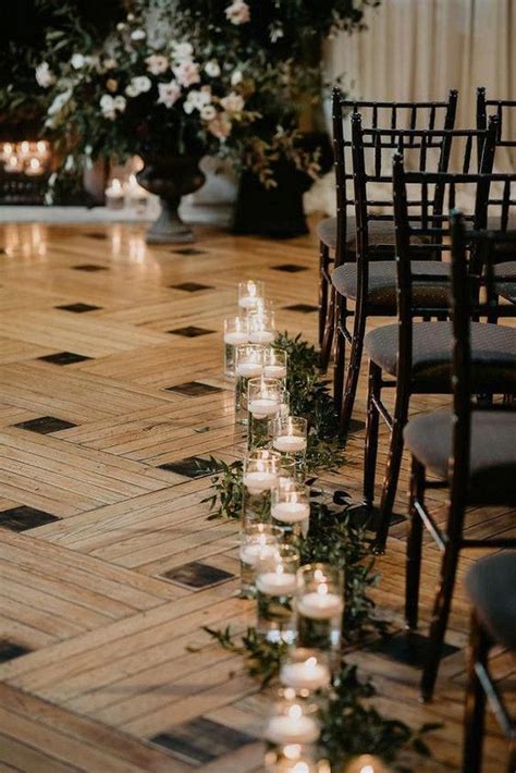 Wedding Aisle Ideas With Candles And Greenery Wedding Aisle Decorations Indoor Wedding