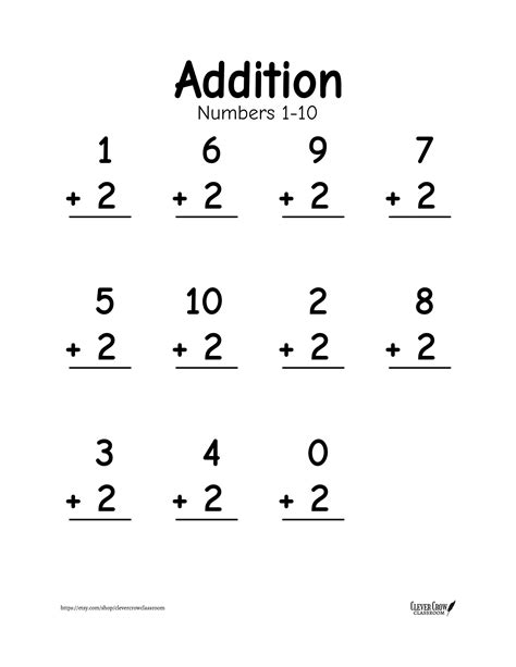 Addition Worksheets Numbers 1 10 20 Printable Worksheets Vertical
