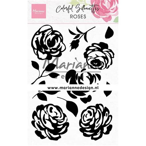 Marianne Design Colorful Silhouette Roses Clear Stamps 20530351 Hsn