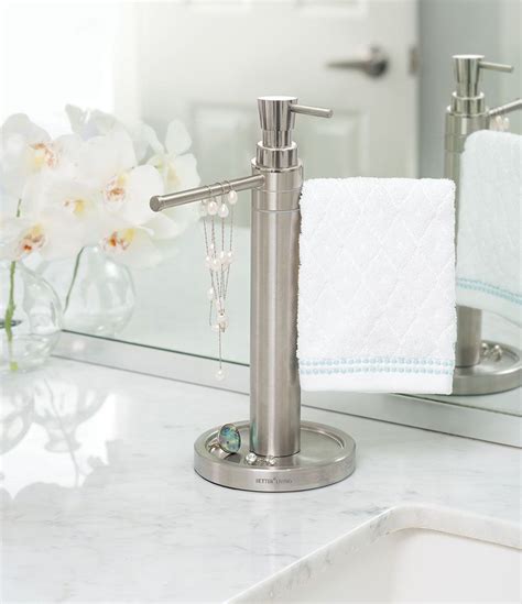 Modern walnut towel bar this unique towel holder is a must for your bathroom. Countertop Towel Valet Soap Dispenser Combo | Bathroom ...