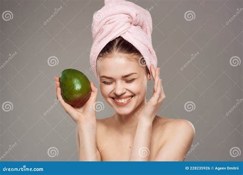 Beautiful Woman With Naked Body After Shower Exotic Background Stock