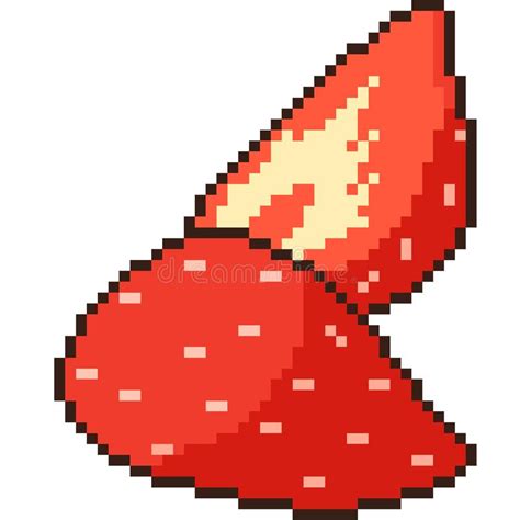 Strawberry Pixel Art 8 Bit Video Game Fruit Icon Stock Vector