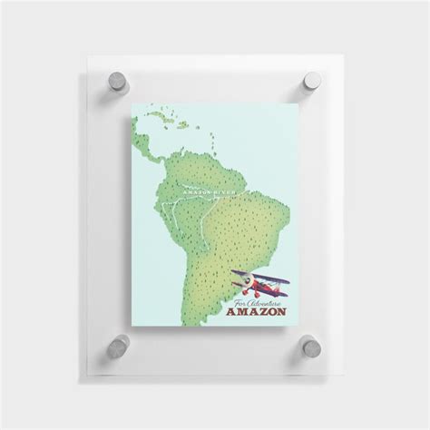 For Adventure Amazon Rainforest Brazil Map Floating Acrylic Print By