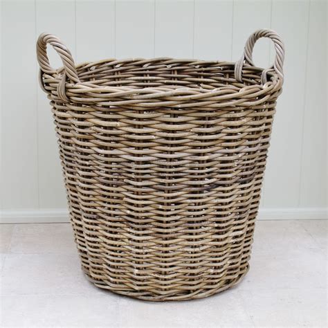 Large Rattan Log Laundry Basket Bliss And Bloom