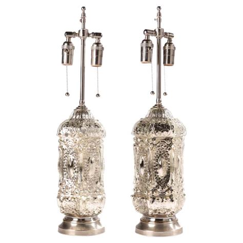 Pair Of Vintage Mercury Glass Lamps In Champagne For Sale At 1stdibs