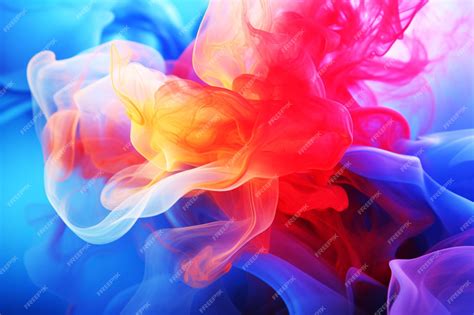 Premium Ai Image Vibrant Red And Blue Smoke Swirling In The Air