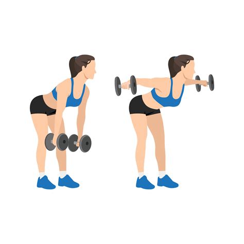Woman Doing Dumbbell Bent Over Lateral Rear Delt Raises Flyes Exercise