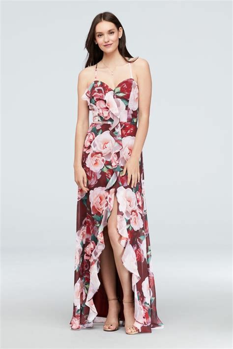 Floral Chiffon Wrap Dress With Cascading Ruffle Style 59588d Wine Multi 4 Dresses To Wear To
