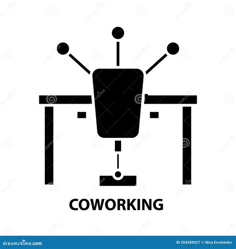 Coworking Icon Black Vector Sign With Editable Strokes Concept
