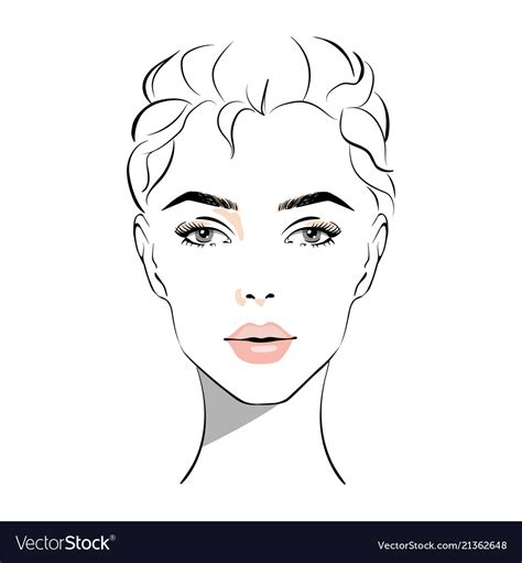 Beautiful Woman Face With Nude Make Up Hand Drawn Vector Image