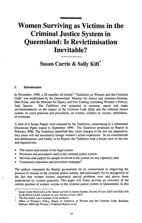 Pdf Women Surviving As Victims In The Criminal Justice System In Queensland Is Re