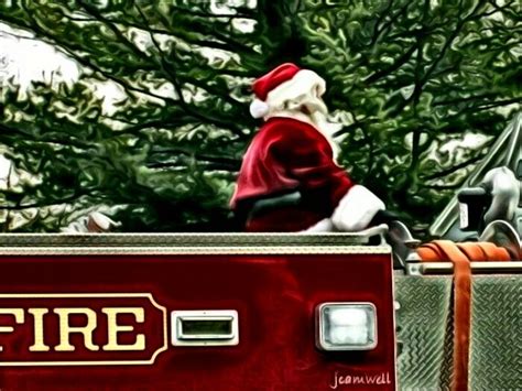Fire Truck Santa Holiday Decor Christmas Ornaments Novelty Christmas