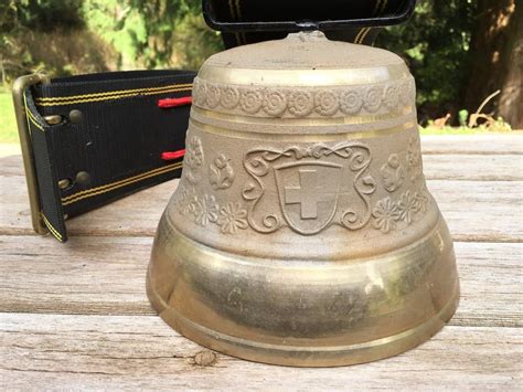 large swiss cow bell gusset uetendorf giesserei 16 solid brass with strap 1809753042