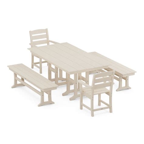 Lakeside 5 Piece Farmhouse Dining Set With Benches Skylars Home And Patio