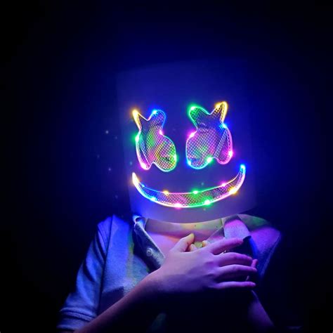 Marshmellow Helmet Dj Marshmellow Led Mask El Wire Rainbow