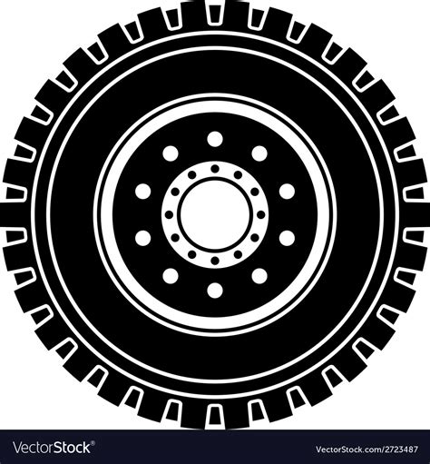 Truck Wheel Black White Symbol Royalty Free Vector Image