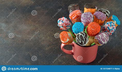 Multicolored Marshmallow Cake Pops Stock Image Image Of Festive