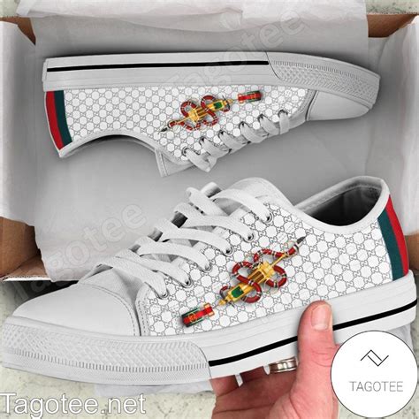 Gucci Snake Vaccine White Monogram Low Top Shoes Tagotee