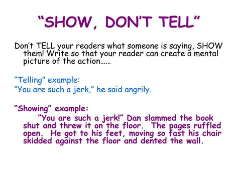 Ppt “show Dont Tell” Powerpoint Presentation Free Download Id