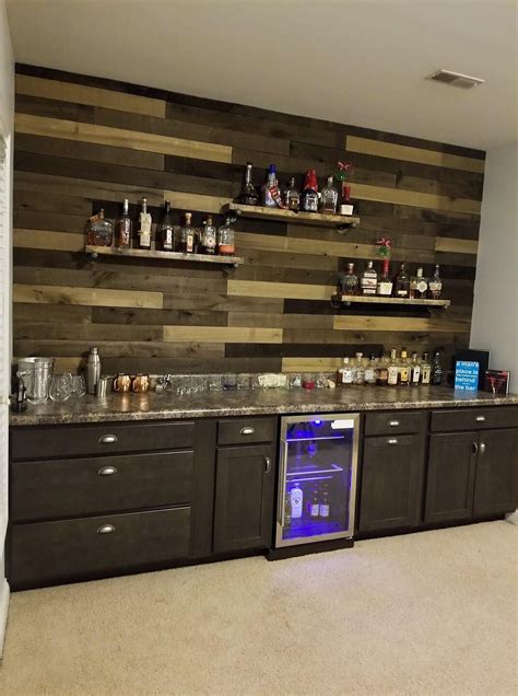 Basement Bar Shiplap Floating Shelves Diy Home Bar Basement Bar