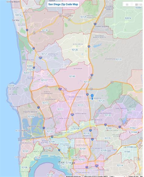 San Diego Zip Codes Map Marc Lyman Gambaran