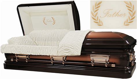 Best Price Caskets 6263 Father Casket Brown With Copper Brush