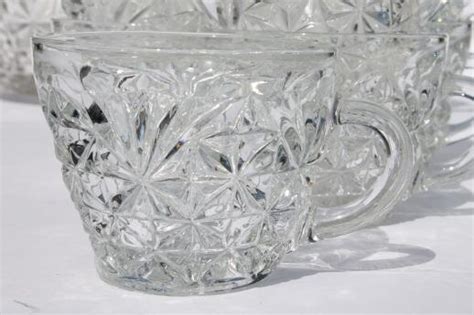 Vintage Arlington Pattern Punch Set Clear Glass Punch Bowl Twelve Cups