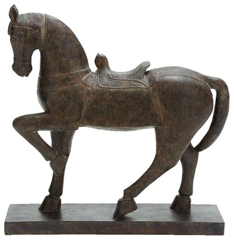 This gold horse figurine statue is radiant with a rich finish. Prancing Horse Statue Figurine Brown Resin Base Bridle ...