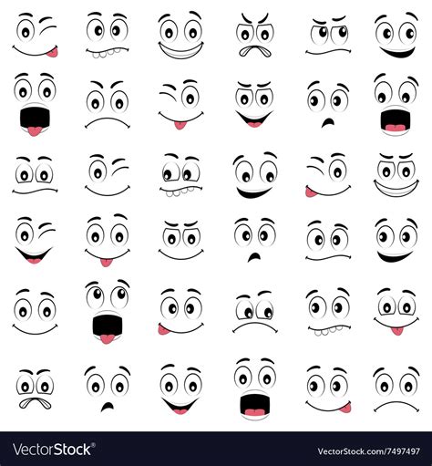 Cartoon Face Emotion Set Vector Image Of Icons And Emblems
