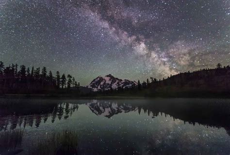 Mount Shuksan Milky Way Reflected In Picture Lake Andy Porter Images