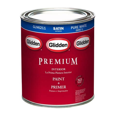 Glidden Premium 1 Qt Pure White Satin Interior Latex Paint Gln6211 04