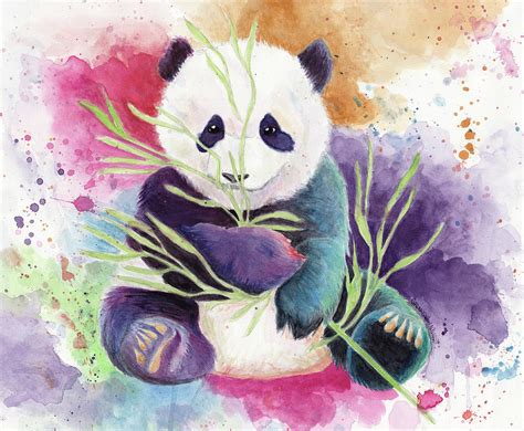 Watercolor Panda Painting By Gretchen Valencic Pixels