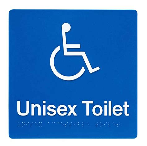 Unisex Accessible Toilet Braille Sign Bluewhite • Tactile Systems