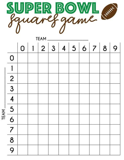 Free Printable Super Bowl Squares Game Board Perfect For Any Some