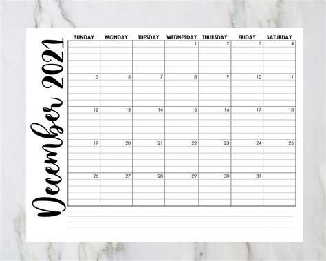 Printable Full Calendar Horizontal Lined Months Desk And Etsy
