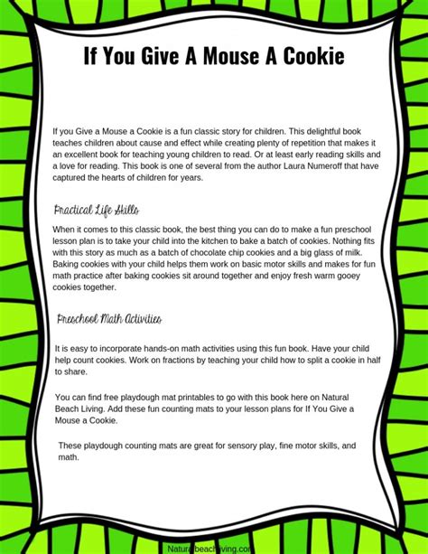 With worksheet and answers at the end. If You Give A Mouse A Cookie Activities with Preschool ...