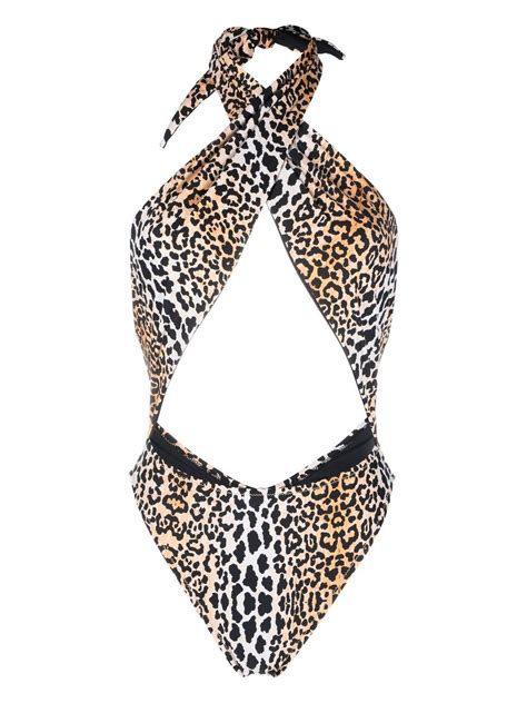Reina Olga Leopard Print Showpony Swimsuit Farfetch