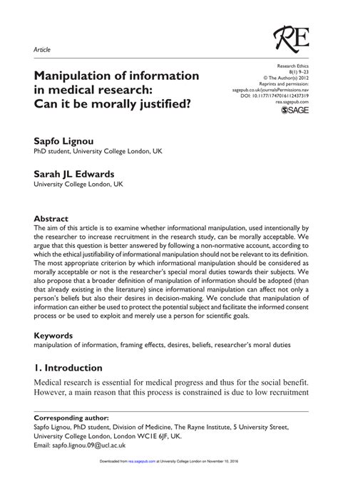 Pdf Manipulation Of Information In Medical Research Can It Be