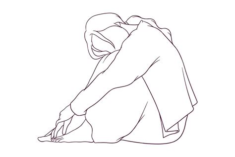 Premium Vector Young Depressed Woman Sitting Alone Hand Drawn Style