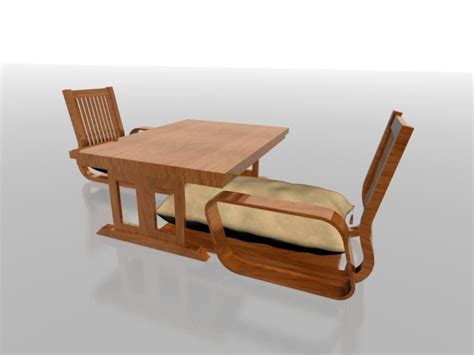 Wood Tea Table Set 3d Model 3dsmax Files Free Download Modeling 11744