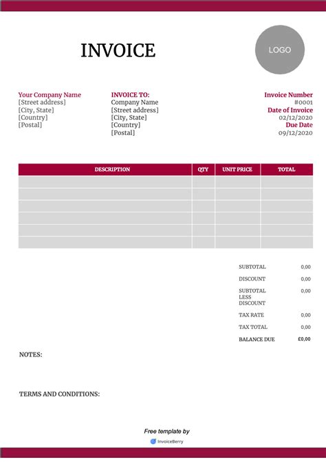 Free Google Docs Sheets Invoice Template Sample Download Invoiceberry