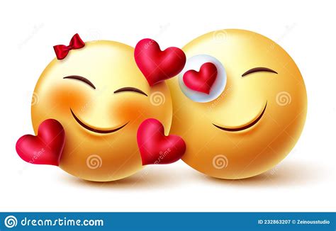 Emoji Couple Smileys Vector Concept Design Smiley 3d Inlove Characters In Kissing Gesture With