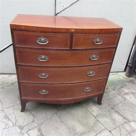 Antique Inlaid Mahogany Bow Front Chest Of Drawers Antiques Atlas