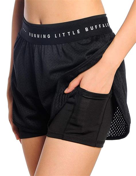 Womens 2 In 1 Sports Shorts With Inner Pocket Trainning Running Shorts