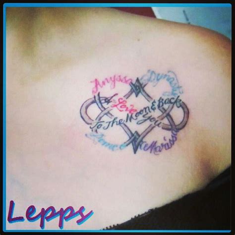 My New Tattoo Dbl Heart Infinity Symbol With My Kids Names And Says I