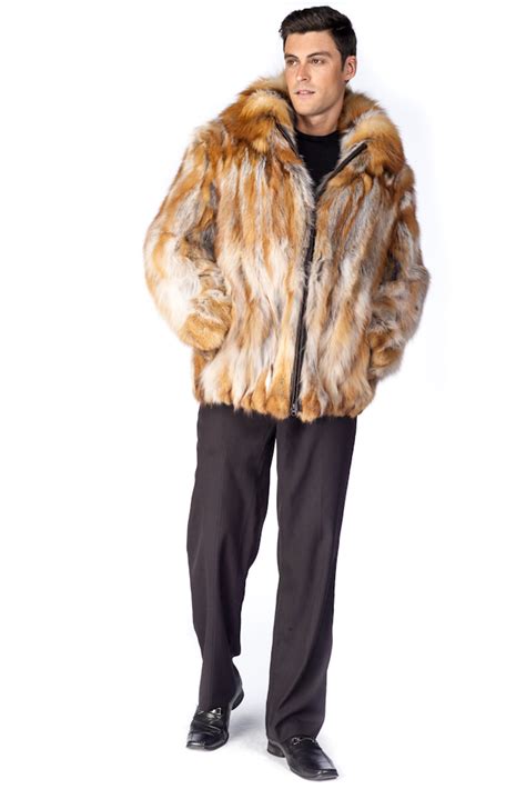 Mens Real Red Fox Fur Coat Jacket Parka Large Detachable Hood Ebay